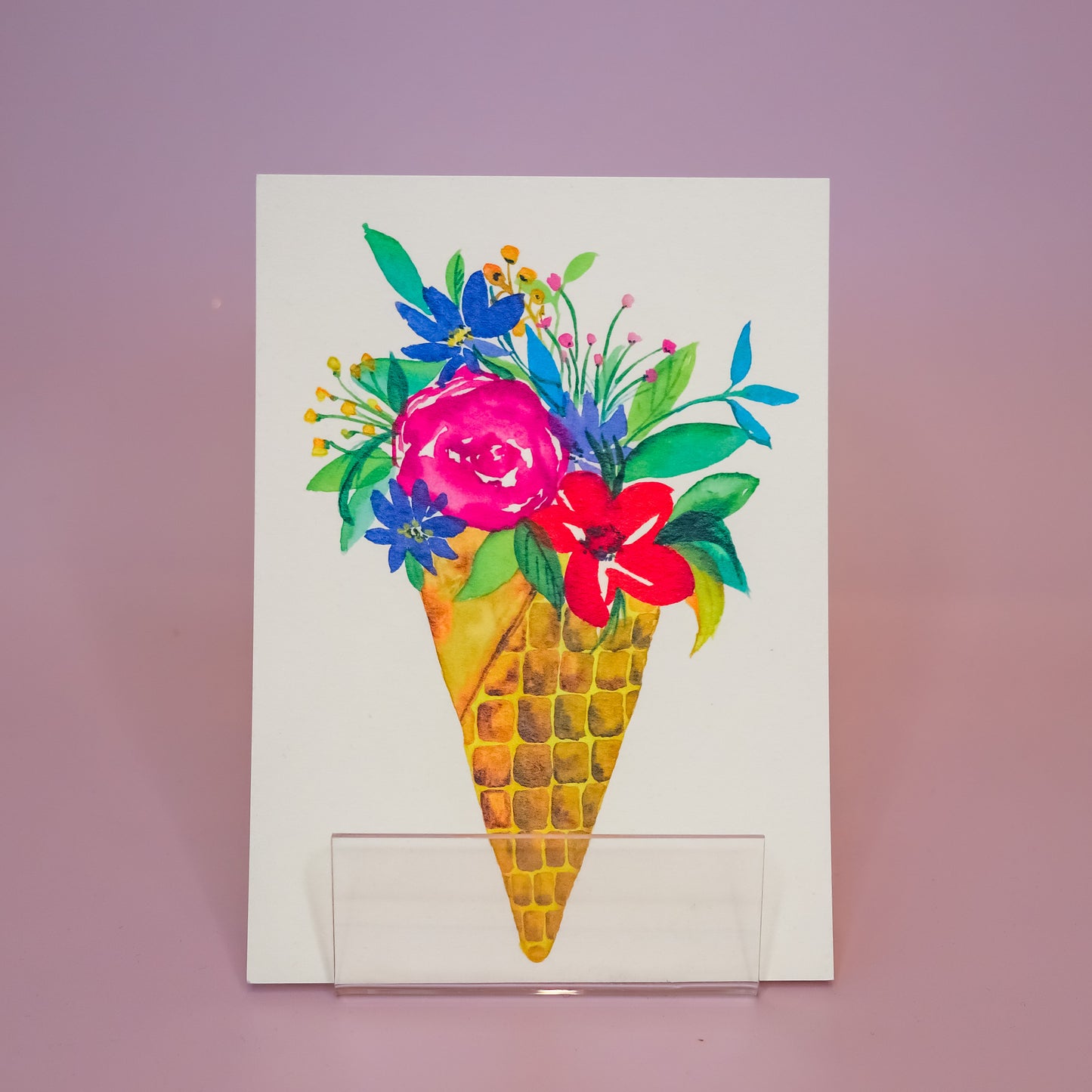 Kartica "Ice cream Cone with Flowers", UriKuri