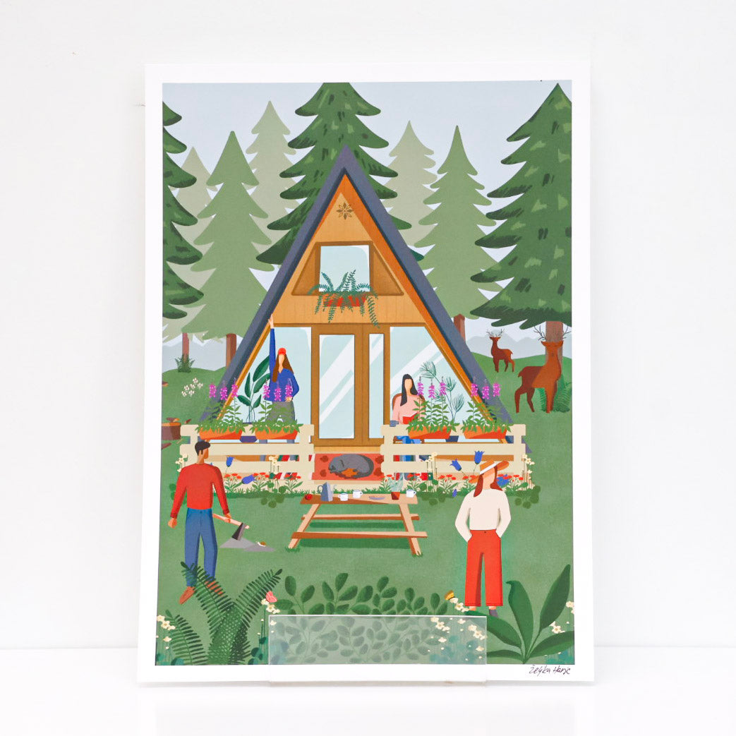 A3 Print ''House in the woods'', List living